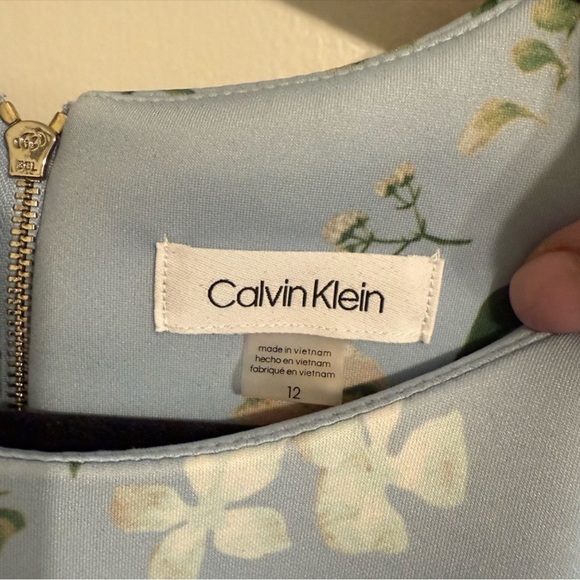 Calvin Klein Sky Blue Floral Midi Dress - Picture 2 of 3